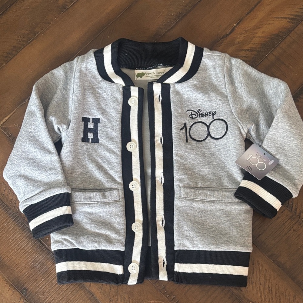 Monica + Andy Disney 100 Bomber Jacket Gray Mickey Mouse Limited NWT